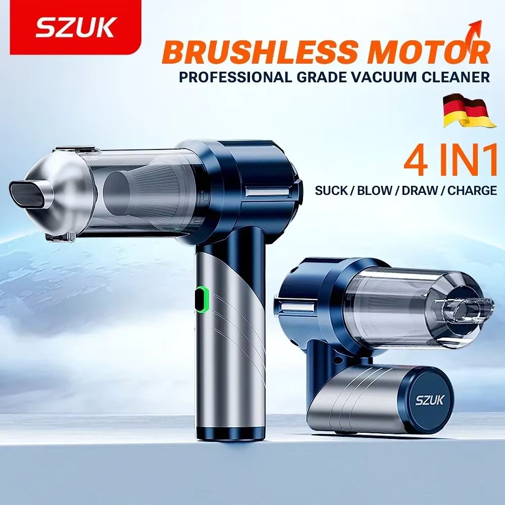 SZUK Foldable Car Vacuum Cleaner – Portable Cordless Handheld Mini Vacuum with Strong Suction for Car & Home