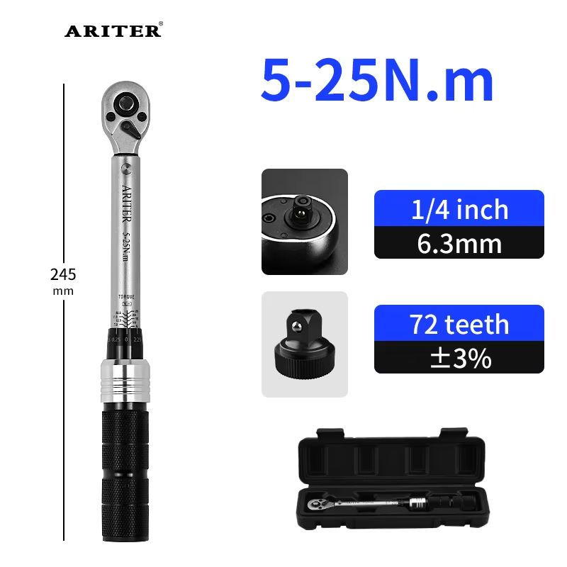 ARITER High Precision Click Torque Wrench 14 38 12 Drive  Professional 3 Accuracy For Bicycle  Car  5