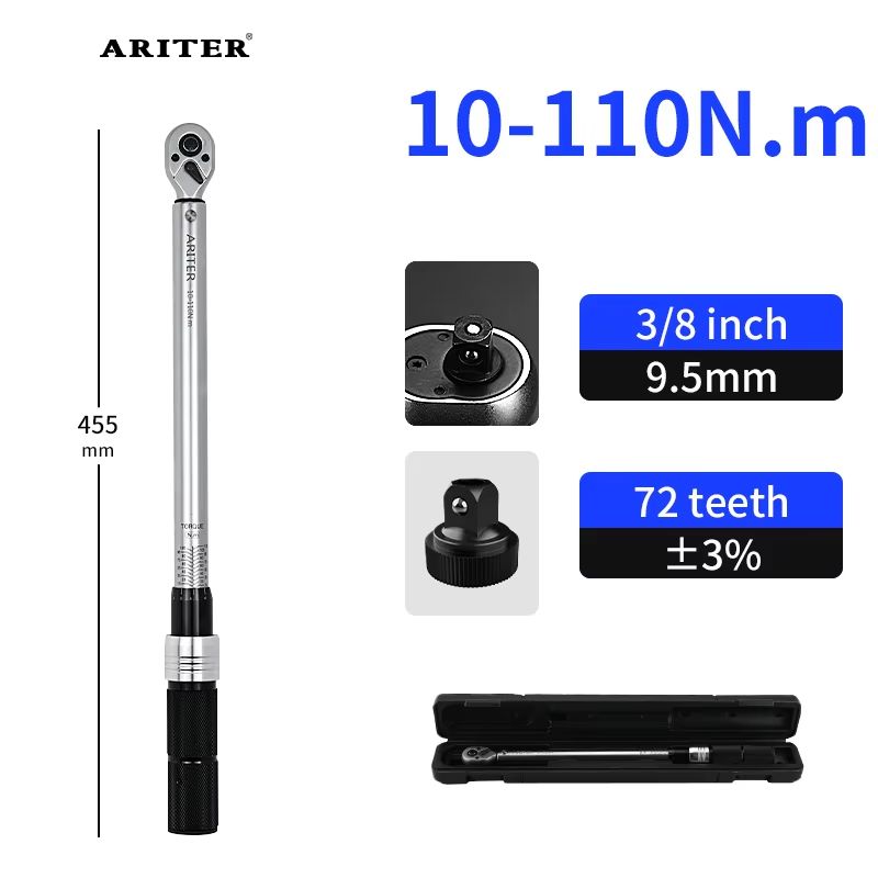 ARITER High Precision Click Torque Wrench 14 38 12 Drive  Professional 3 Accuracy For Bicycle  Car  7