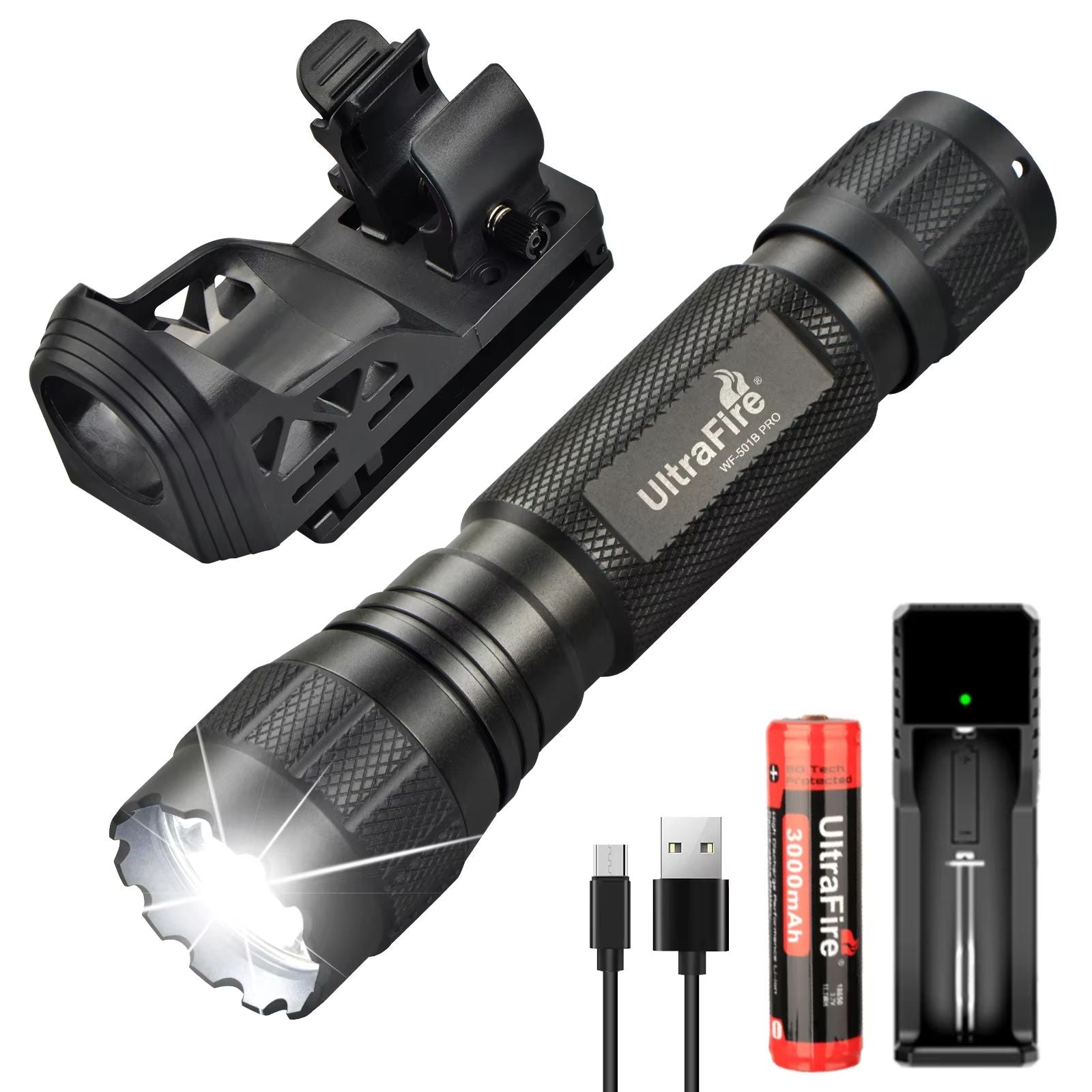 UltraFire WF501B Tactical LED Flashlight  1200 Lumens Rechargeable Torch For Police Army And Outdoo 7