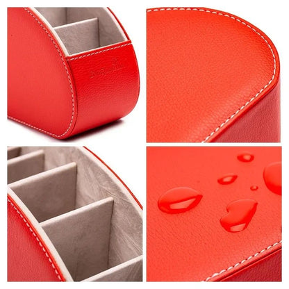 PU Leather 5 Grid Desk Organizer For Remotes Phones And Accessories 4