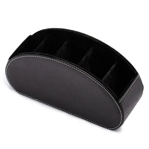 PU Leather 5 Grid Desk Organizer For Remotes Phones And Accessories 5