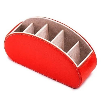 PU Leather 5 Grid Desk Organizer For Remotes Phones And Accessories 7