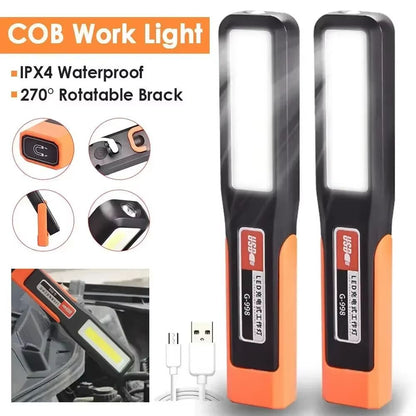 Bright COB LED Work Light – USB Rechargeable Magnetic Torch for Car, Mechanic, and Emergency Use