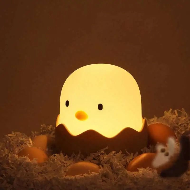 Cartoon Eggshell Chicken Touch Night Light Rechargeable LED Lamp