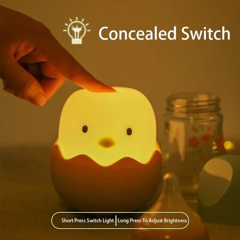 Cartoon Eggshell Chicken Touch Night Light Rechargeable LED Lamp 1