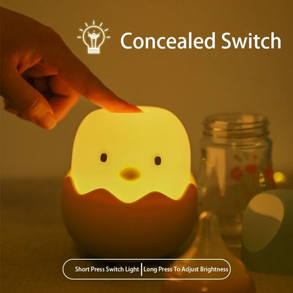 Cartoon Eggshell Chicken Touch Night Light Rechargeable LED Lamp 1