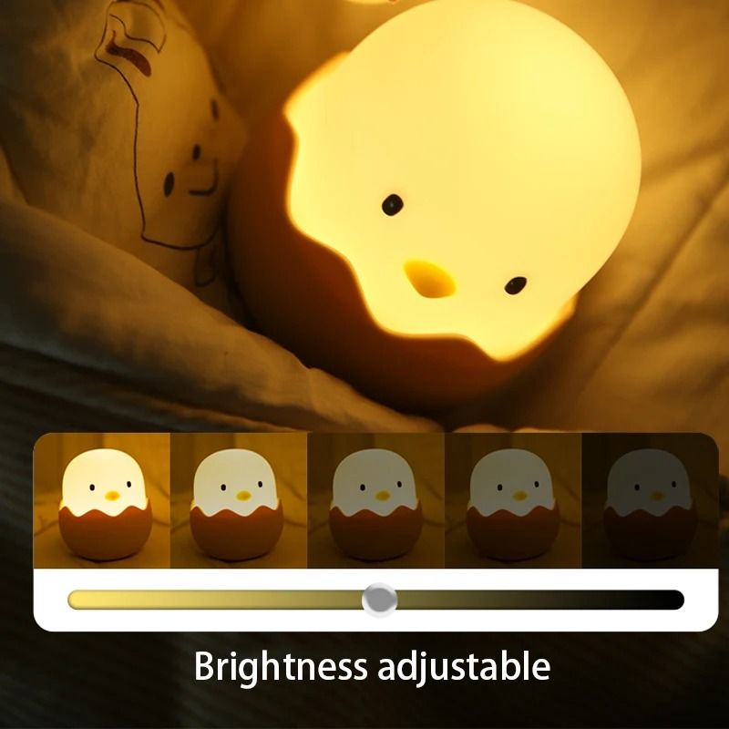 Cartoon Eggshell Chicken Touch Night Light Rechargeable LED Lamp 2