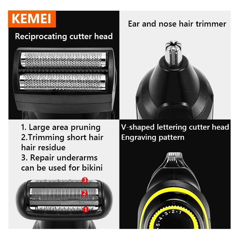 Kemei 5 In 1 Rechargeable Grooming Trimmer KM 696 4