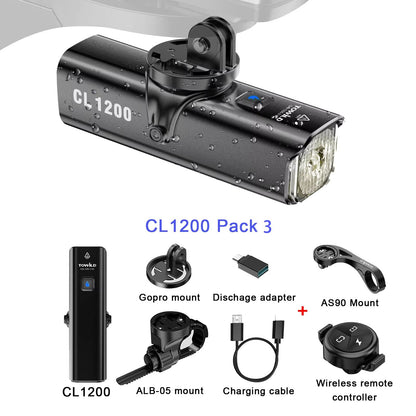 TOWILD CL1200 Smart Bike Headlight  1200 Lumen USBC Rechargeable Bicycle Light With Remote Control  9