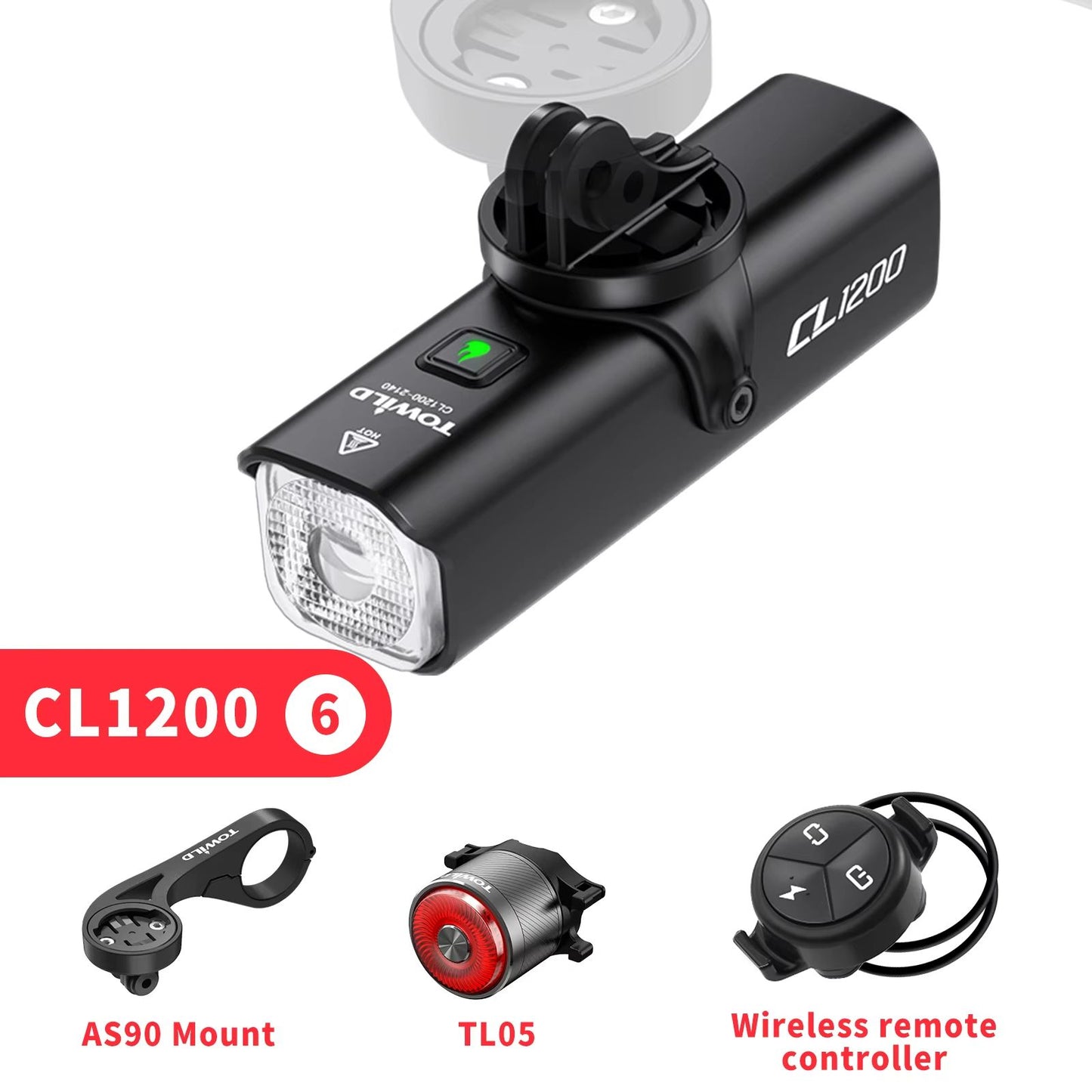 TOWILD CL1200 Smart Bike Headlight  1200 Lumen USBC Rechargeable Bicycle Light With Remote Control  14