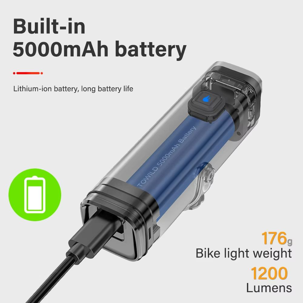 TOWILD CL1200 Smart Bike Headlight  1200 Lumen USBC Rechargeable Bicycle Light With Remote Control  5