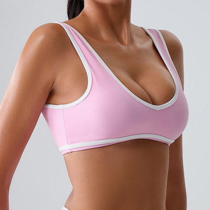 Womens Sport Bras Splicing Design, Breathable Fitness Tank, Yoga Top, Push Up Workout Bra Crop Top for Gym Wear