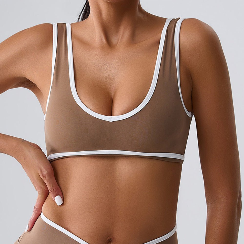 Womens Sport Bras Splicing Design, Breathable Fitness Tank, Yoga Top, Push Up Workout Bra Crop Top for Gym Wear