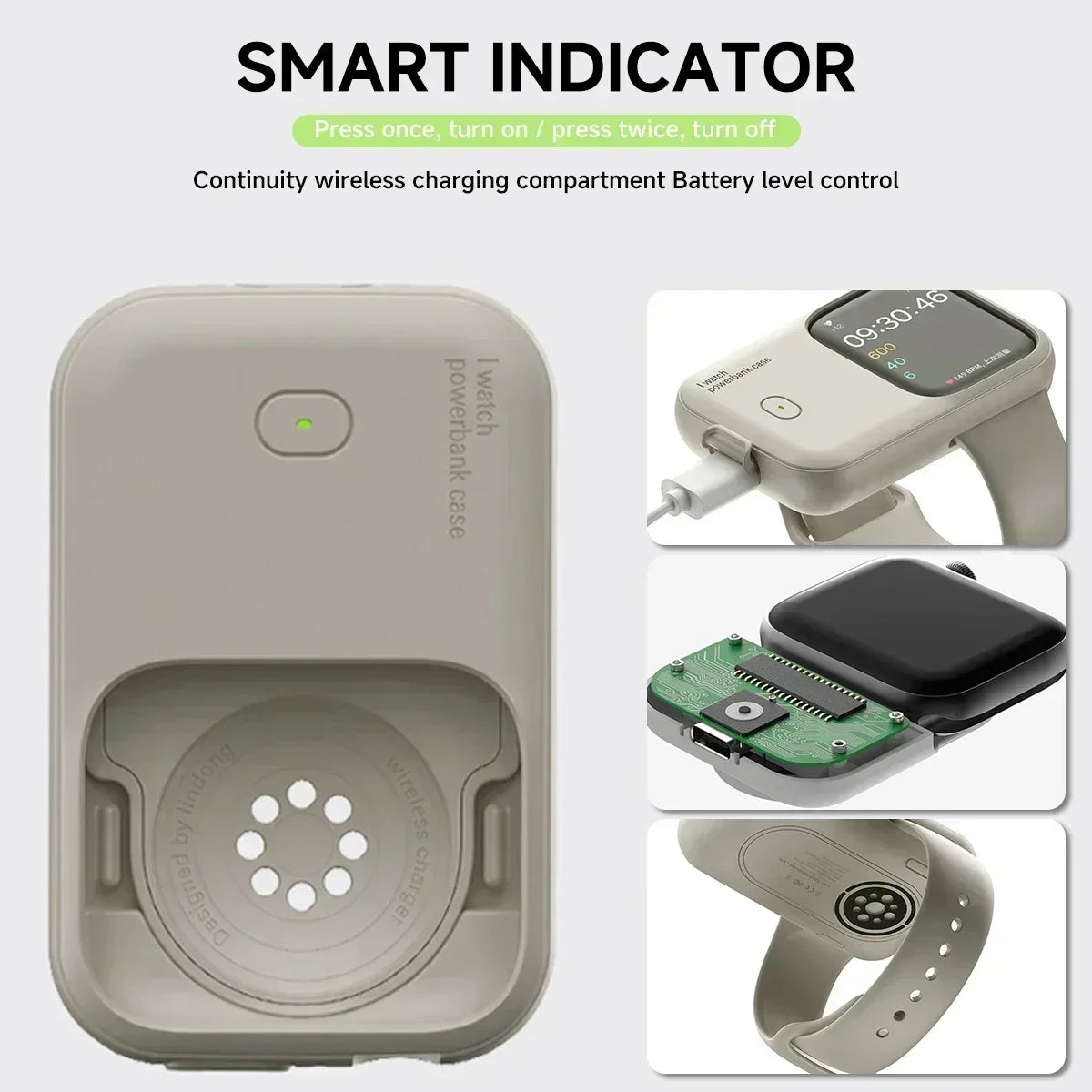 Portable Wireless Charger, Powerbank Device For Apple, Fast Charging Case for iWatch