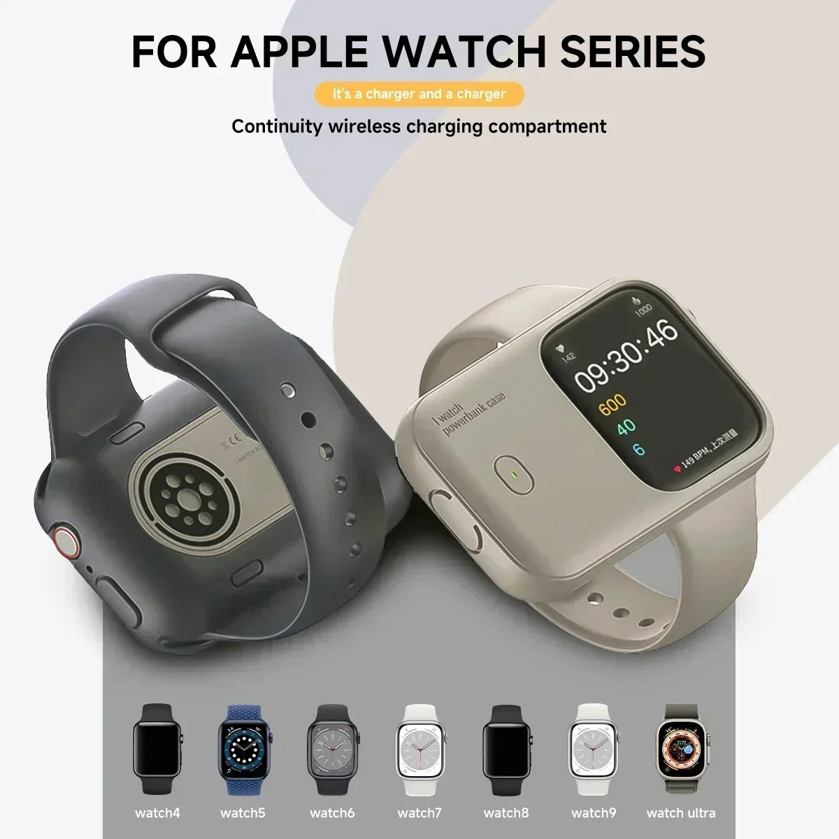 Portable Wireless Charger, Powerbank Device For Apple, Fast Charging Case for iWatch
