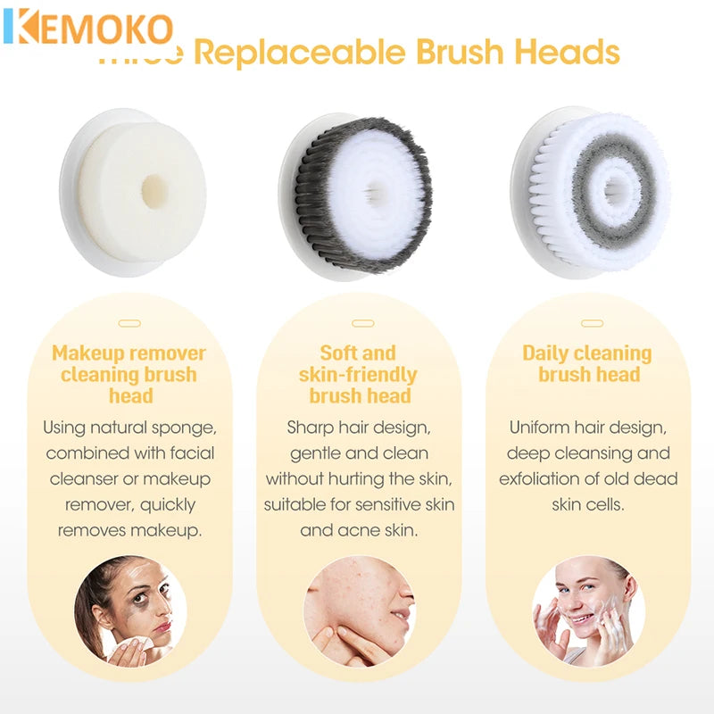 Professional Deep Pore Cleanser, 360 Degree Rotary Ultrasonic Facial Brush for Microcirculation Cleansing & Skin Bright