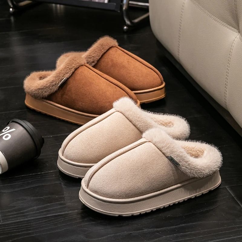 Women Fluffy Slippers Indoor Winter Anti Slip Warm Slippers