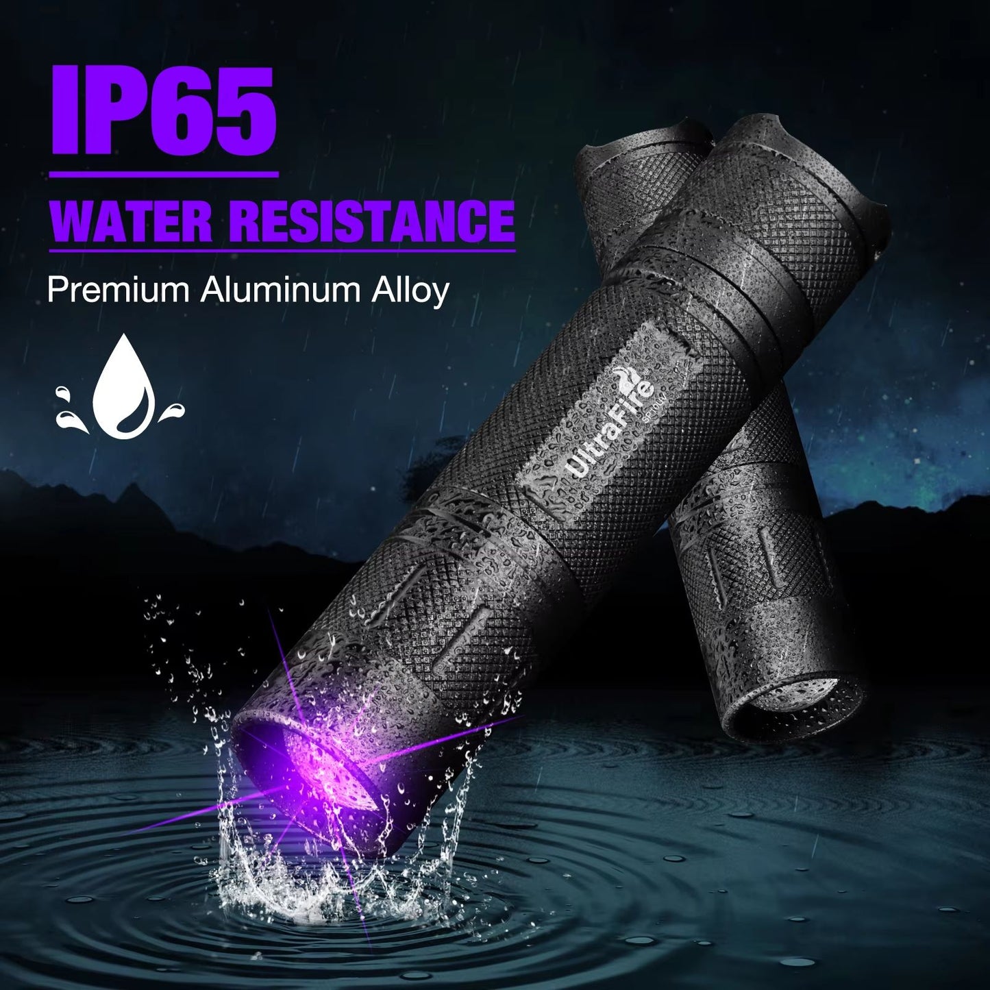 UltraFire SP10UV 395nm UV LED Flashlight  Rechargeable Black Light Torch For Pet Stains Mineral Hun 2