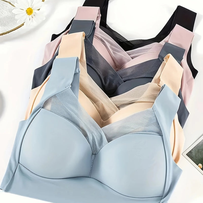 5-Pack Womens Sexy Lace Halter Bras, Full Coverage Anti-Sag Support Tops with Belly-Baring Design, High Elasticity