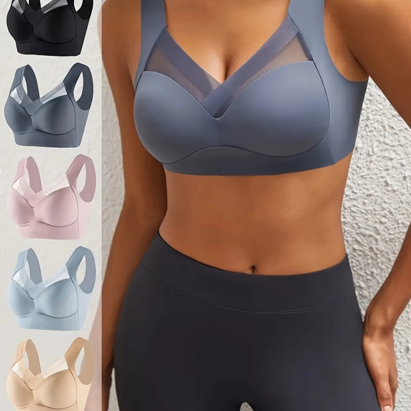 5-Pack Womens Sexy Lace Halter Bras, Full Coverage Anti-Sag Support Tops with Belly-Baring Design, High Elasticity