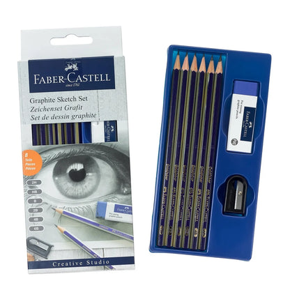 Professional Graphite Sketch Set Drawing and Shading 6 Pencils with Accessories, Complete Art Kit for Beginners, Adults