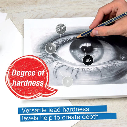 Professional Graphite Sketch Set Drawing and Shading 6 Pencils with Accessories, Complete Art Kit for Beginners, Adults