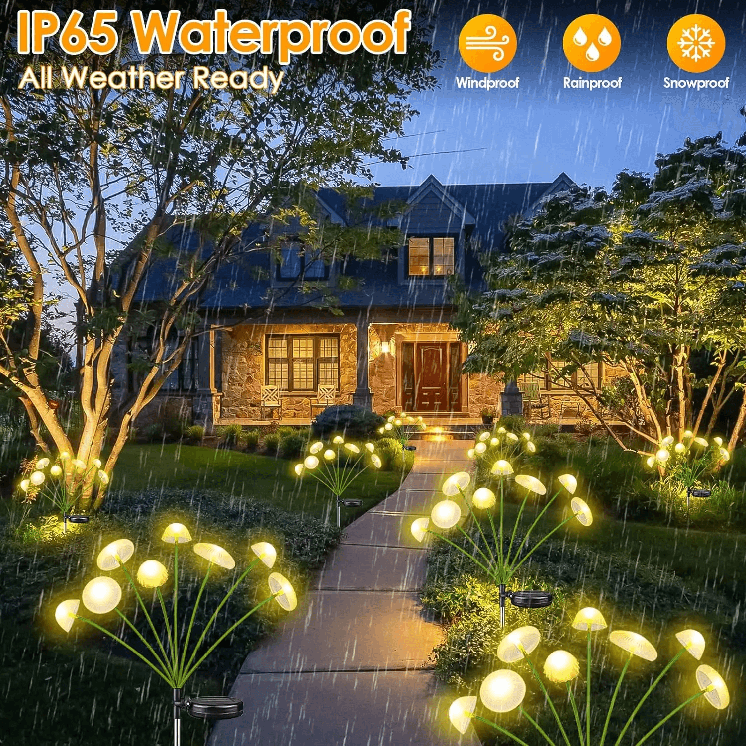 Dual Mode Solar Mushroom Lights Waterproof Outdoor Solar Lights For Garden Pathway Patio Decor With 1