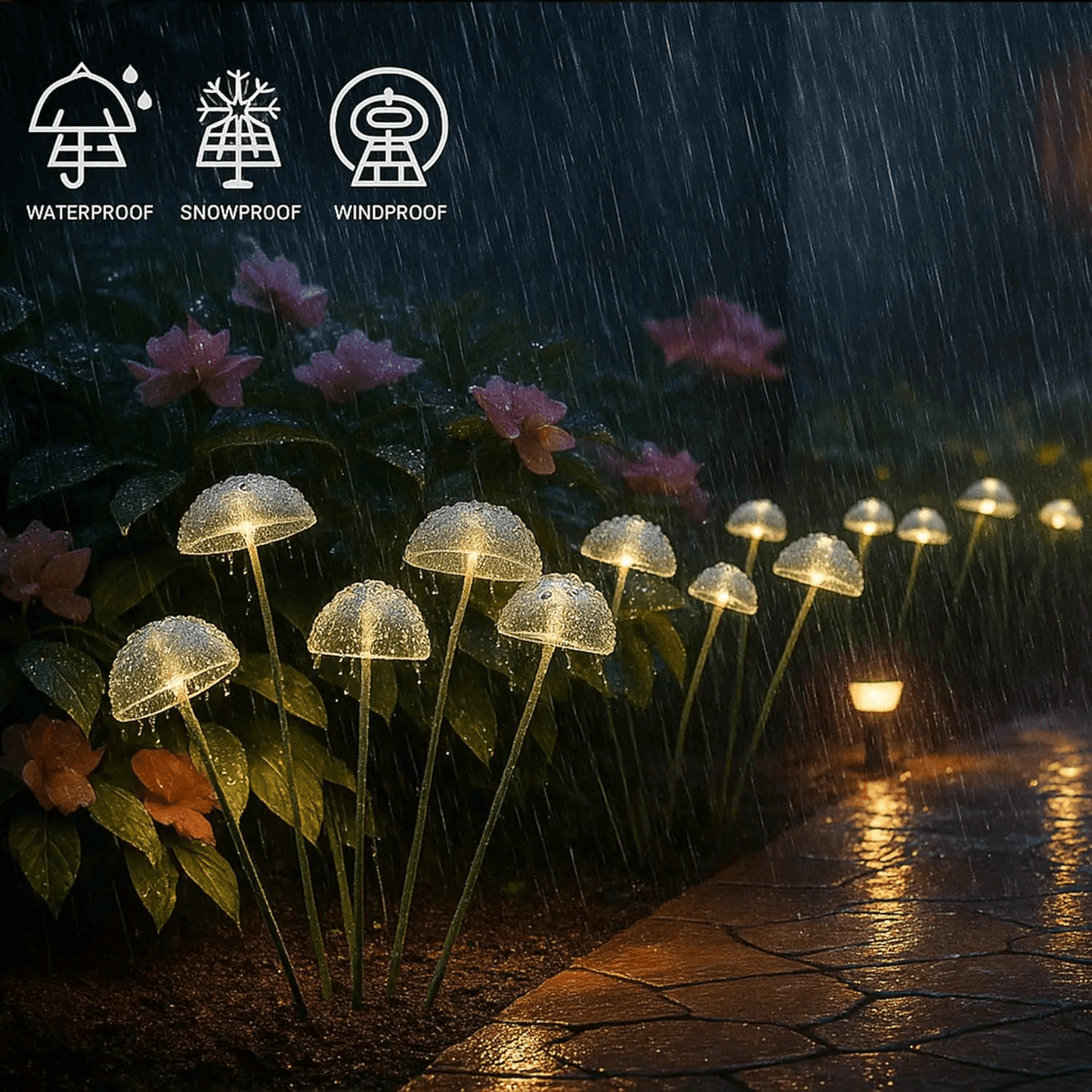 Dual Mode Solar Mushroom Lights Waterproof Outdoor Solar Lights For Garden Pathway Patio Decor With 2