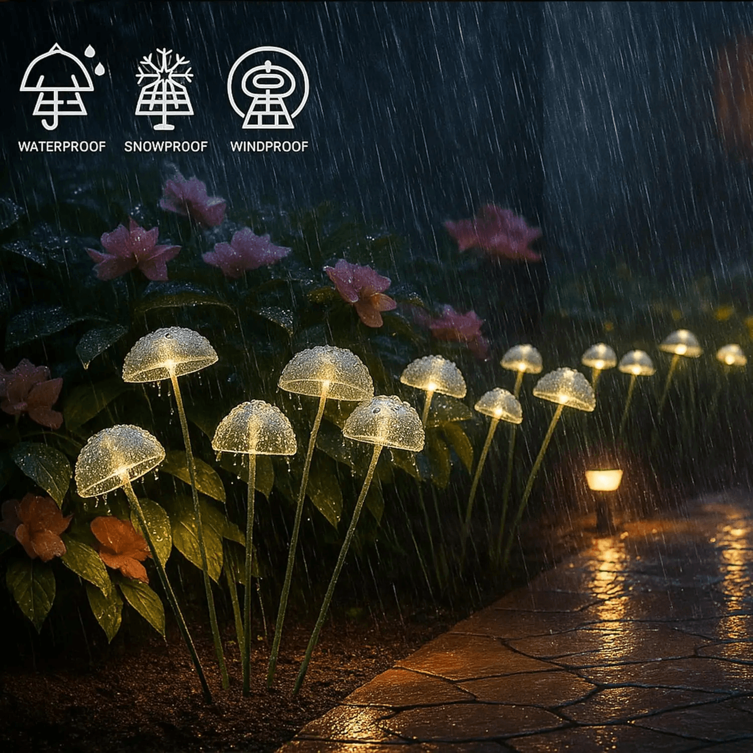 Dual Mode Solar Mushroom Lights Waterproof Outdoor Solar Lights For Garden Pathway Patio Decor With 2