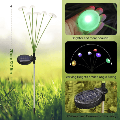 Dual Mode Solar Mushroom Lights Waterproof Outdoor Solar Lights For Garden Pathway Patio Decor With 5
