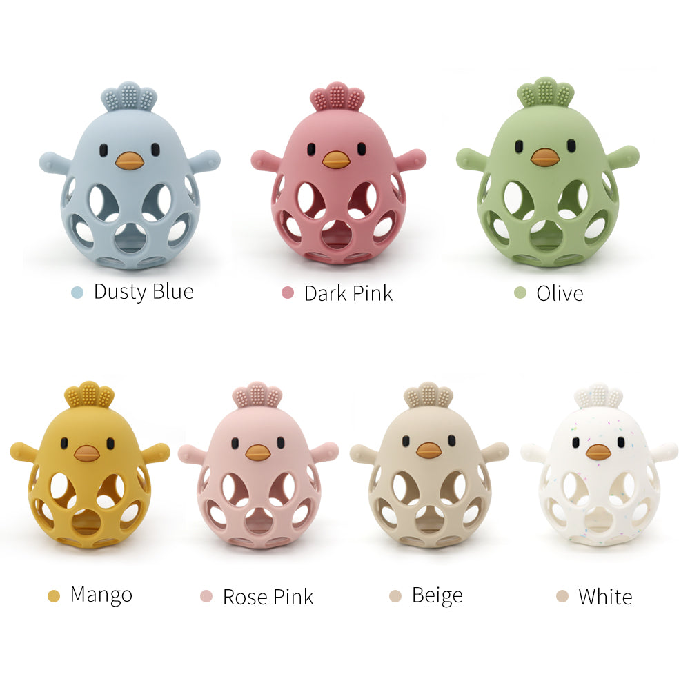 Baby Silicone Teether Toys Cartoon Chick Shape For Chewing Training Hollow Design For Easy Grip Soo 3