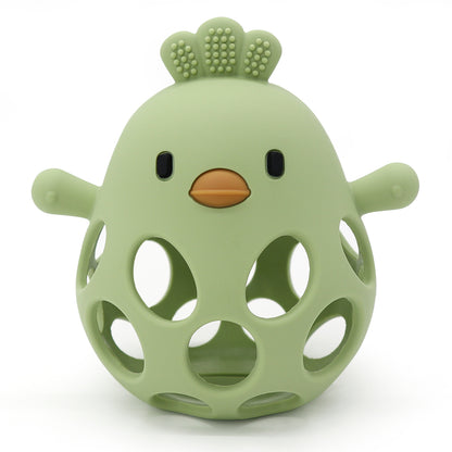 Baby Silicone Teether Toys Cartoon Chick Shape For Chewing Training Hollow Design For Easy Grip Soo 9