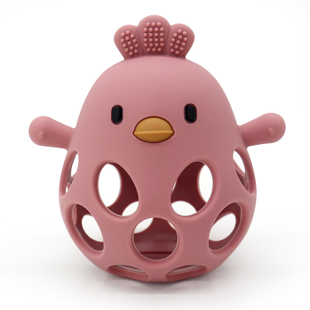 Baby Silicone Teether Toys Cartoon Chick Shape For Chewing Training Hollow Design For Easy Grip Soo 7