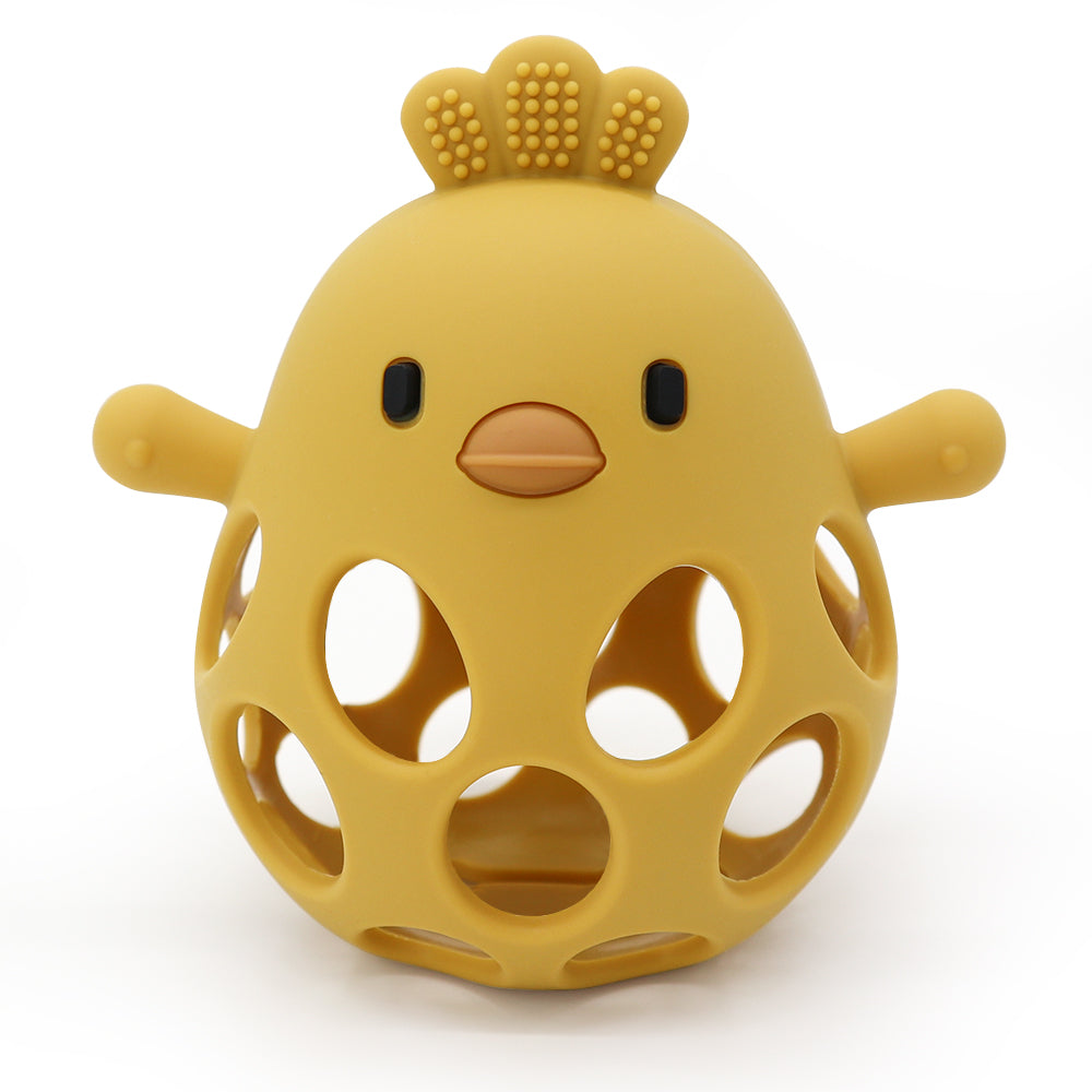 Baby Silicone Teether Toys Cartoon Chick Shape For Chewing Training Hollow Design For Easy Grip Soo 11