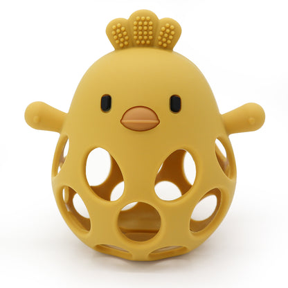 Baby Silicone Teether Toys Cartoon Chick Shape For Chewing Training Hollow Design For Easy Grip Soo 11
