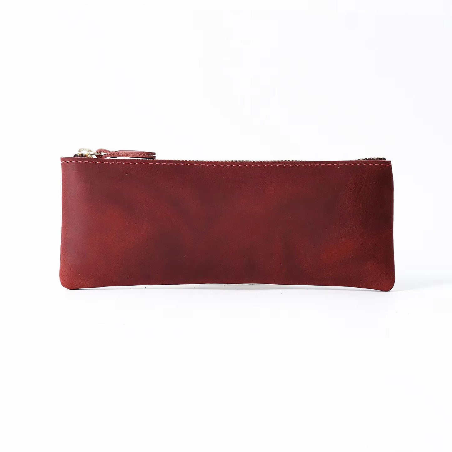 Vintage Genuine Leather Pencil Case  Handmade Large Capacity Zipper Organizer Bag With Patriotic Co 11