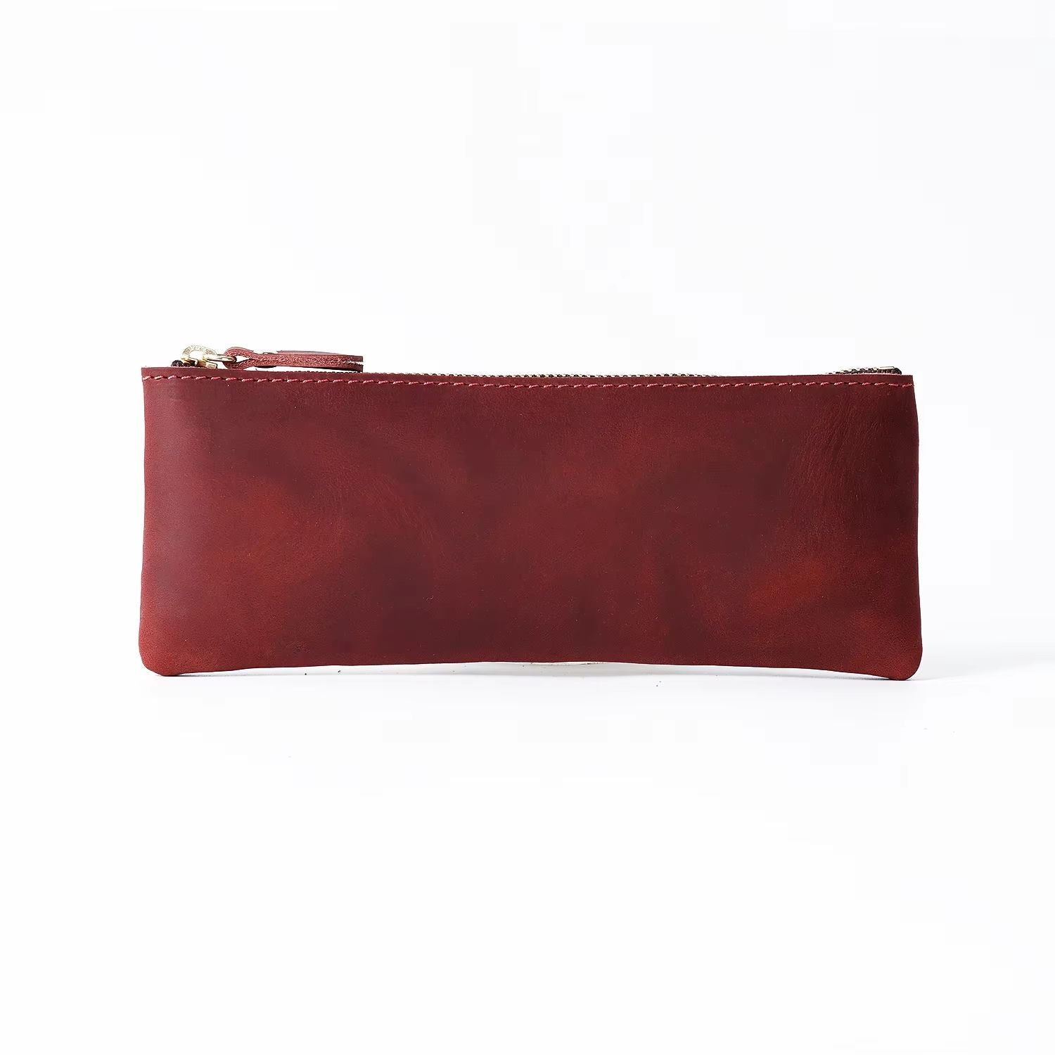 Vintage Genuine Leather Pencil Case  Handmade Large Capacity Zipper Organizer Bag With Patriotic Co 11