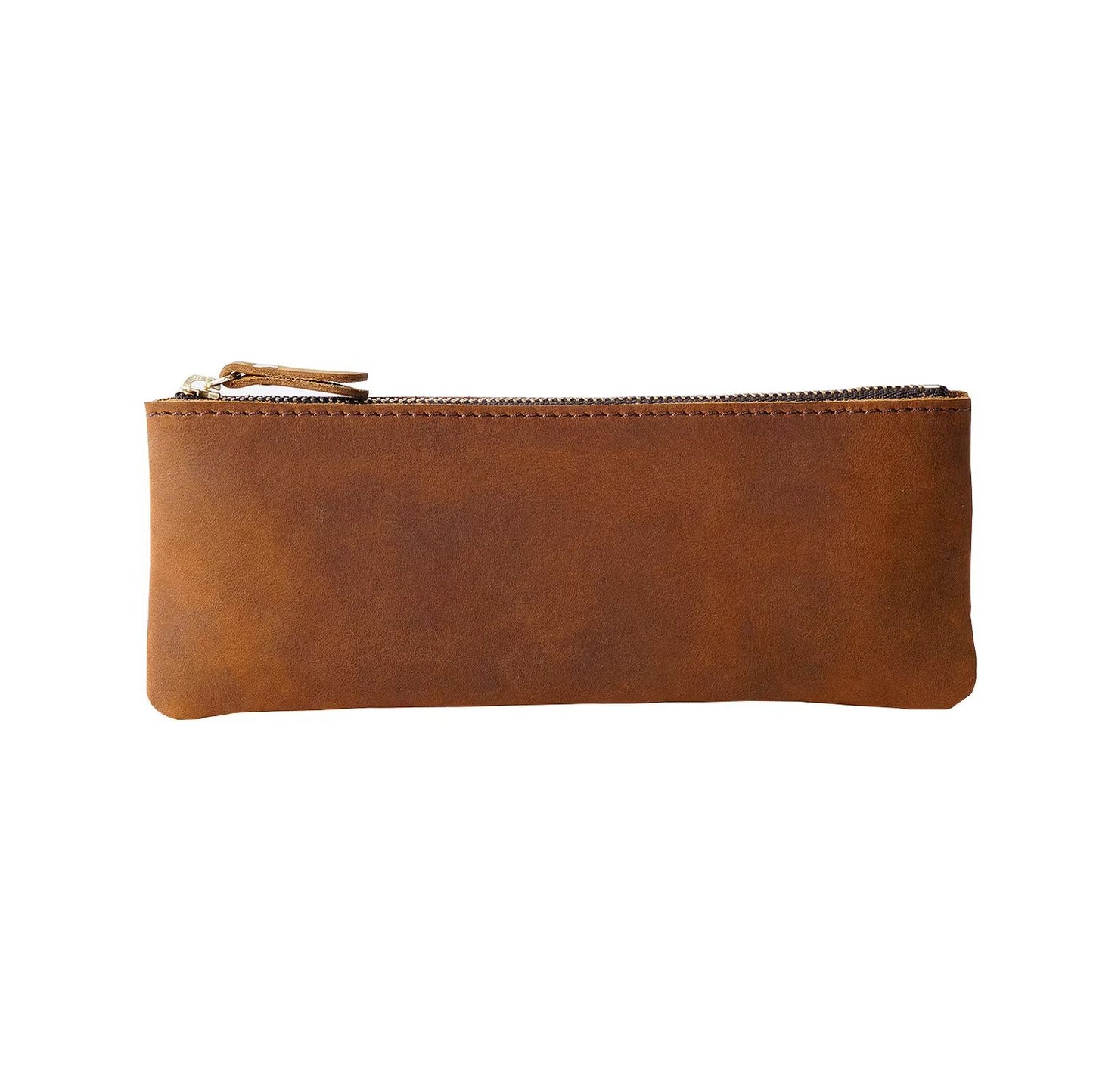 Vintage Genuine Leather Pencil Case  Handmade Large Capacity Zipper Organizer Bag With Patriotic Co 2