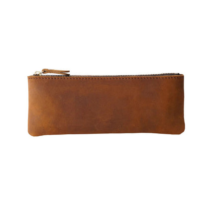 Vintage Genuine Leather Pencil Case  Handmade Large Capacity Zipper Organizer Bag With Patriotic Co 2