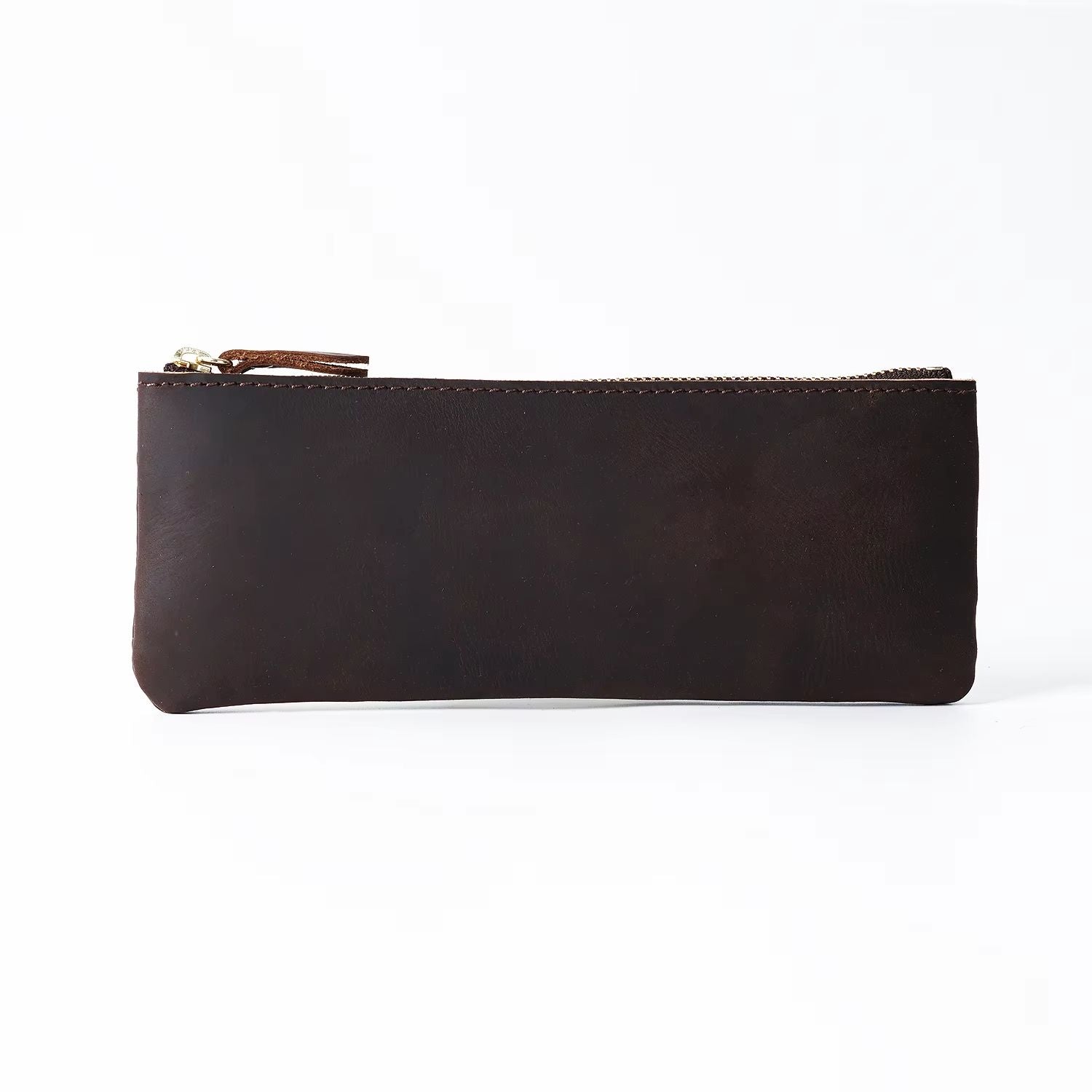 Vintage Genuine Leather Pencil Case  Handmade Large Capacity Zipper Organizer Bag With Patriotic Co 7