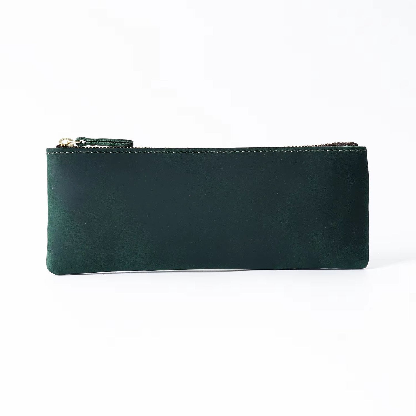 Vintage Genuine Leather Pencil Case  Handmade Large Capacity Zipper Organizer Bag With Patriotic Co 8