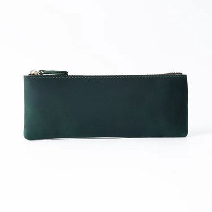 Vintage Genuine Leather Pencil Case  Handmade Large Capacity Zipper Organizer Bag With Patriotic Co 8