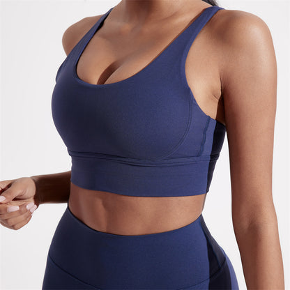 Solid Color Womens Cross Back Fitness Sport Bra, High Strength Tight Top for Comprehensive Training, Gym, Yoga