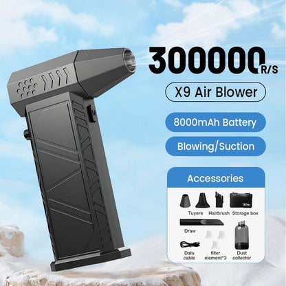 X9 Turbo Fan Jet Blower 300000RPM Brushless Vacuum Air Duster for PC Car and Home Cleaning