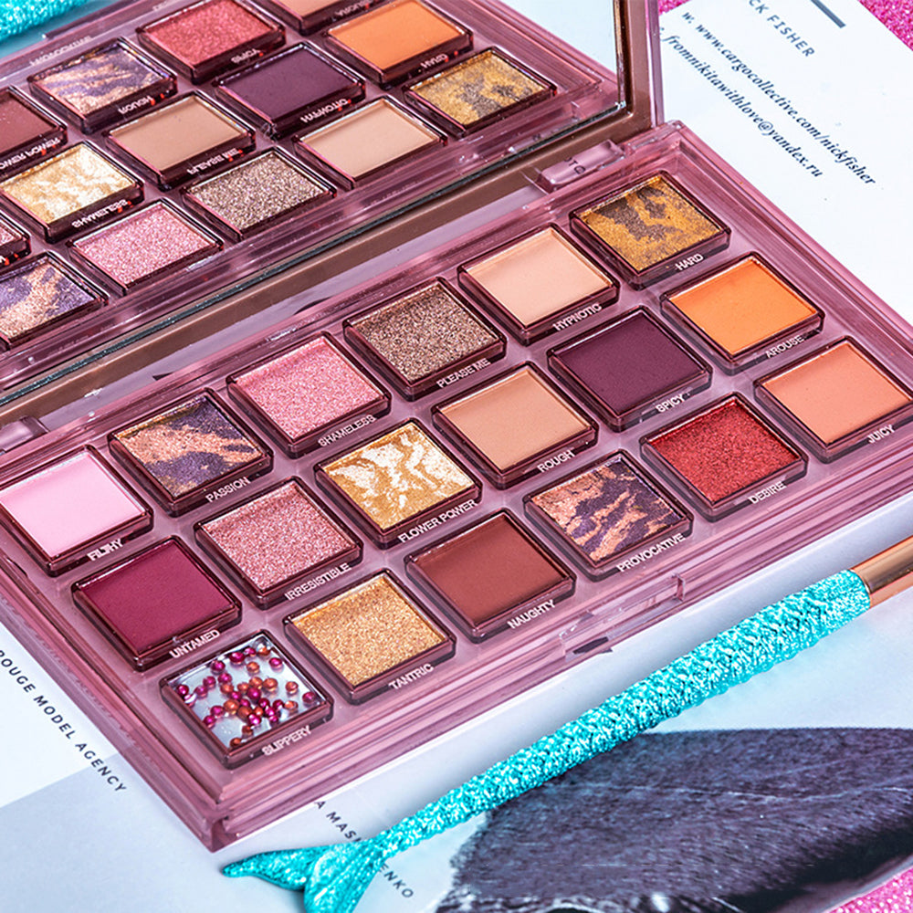 Waterproof Pomegranate Seeds Eyeshadow Palette Shimmer Matte Cosmetic Beauty Makeup