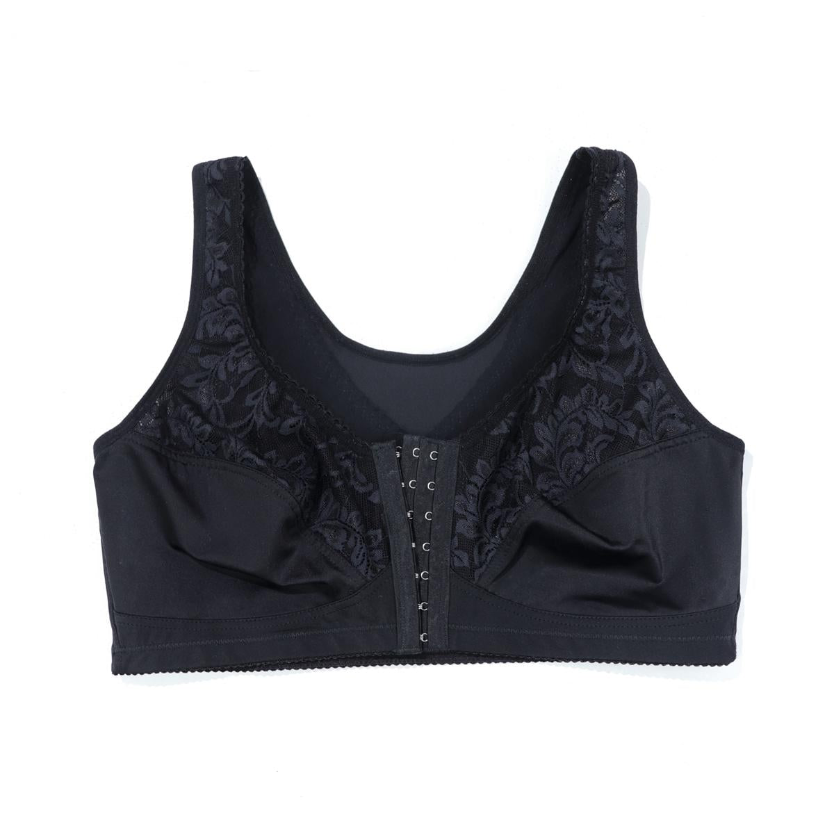 BEAUWEIR 7-Hook Front Closure Bra, Unlined Wire-Free Minimizer Bralette with Floral Design for All-Day Comfort