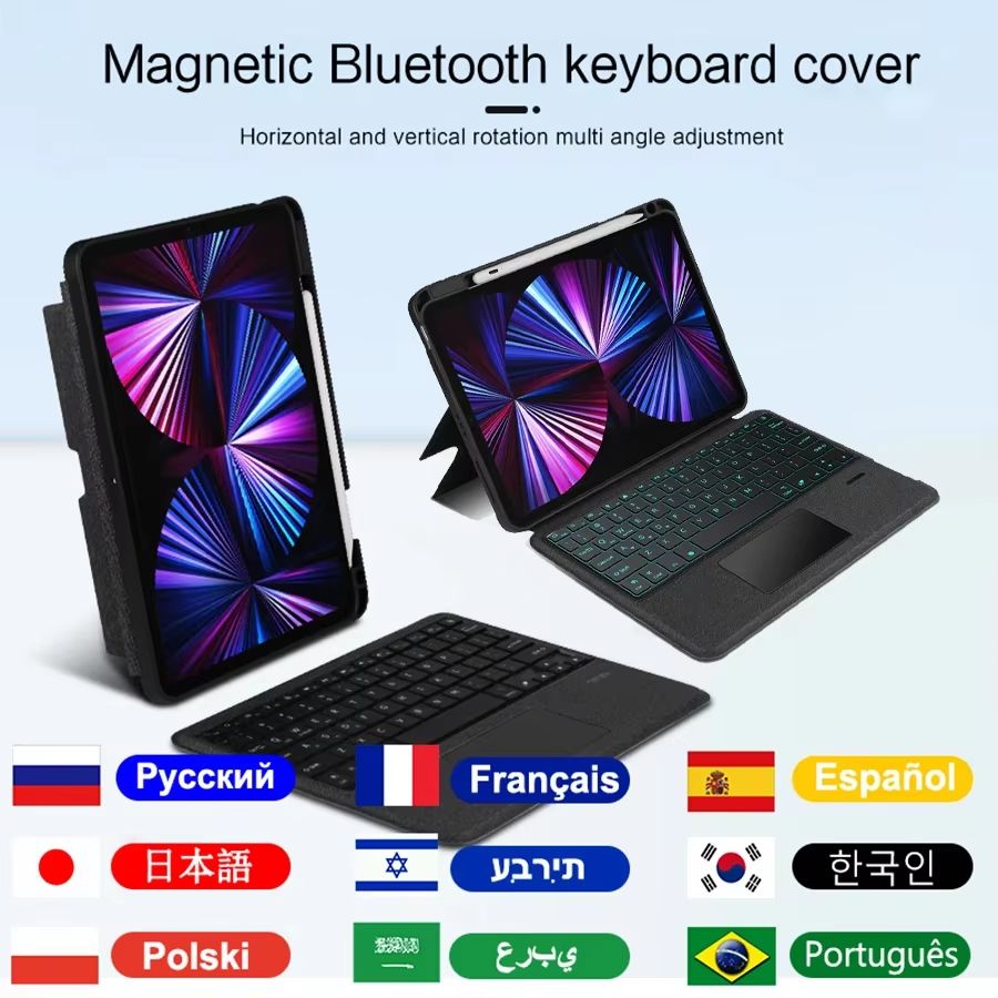 Detachable Magic Keyboard Case for iPad Pro 11" & 12.9" – Smart Keyboard Cover for iPad Air M2/M3, iPad 10.2 7th–10th Ge