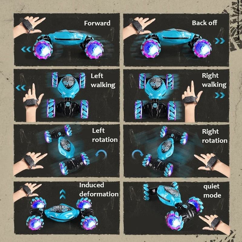 4WD RC Drift Car With Music LED Lights Gesture Remote Spray Stunt Car 6