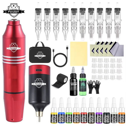 Wireless Rotary Tattoo Machine Kit With Cartridges For Professional And Beginner Artists 2